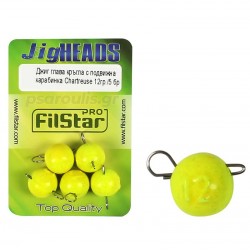 Στρογγυλές Cheburashka με κινούμενο κλιπ Filstar Jig Heads - 5 τμχ. - χρώμα Chartreuse