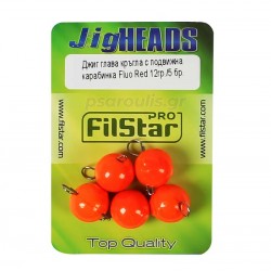 Στρογγυλές Cheburashka με κινούμενο κλιπ Filstar Jig Heads - 5 τμχ - χρώμα Fluo Red 