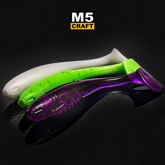 Σιλικονούχα δολώματα M5 Craft Monster Shad 4.0 White, 4 τεμ. - σιλικονούχο δόλωμα για αρπακτικά