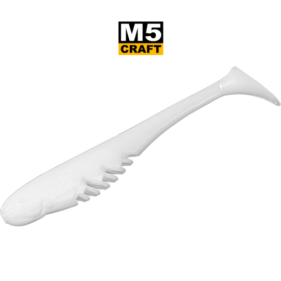 Σιλικονούχα δολώματα M5 Craft Monster Shad 4.0 White, 4 τεμ. - σιλικονούχο δόλωμα για αρπακτικά