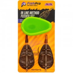 Σετ 2 τμχ feeder μαλαγρωτές με πρέσα FishPro Inline Method 2+1, 30+40γρ