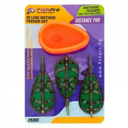 Σετ 2 τμχ feeder μαλαγρωτές με πρέσα FishPro Method Distance Pro 3+1, 30+40+50γρ