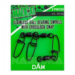 Στριφτάρια για ψάρεμα γουλιανού Madcat Ball Bearing Swivels with Crosslock Snap - 3 τμχ