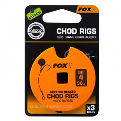 Αρματωσιές για ψαρεμα κυπρίνου Fox Chod Rigs - Barbless
