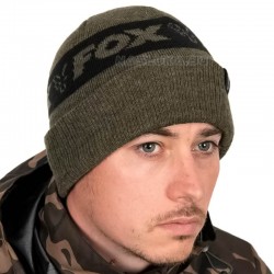 Ζεστό χειμερινό σκουφί Fox Collection Beanie - Πράσινο/Μαύρο