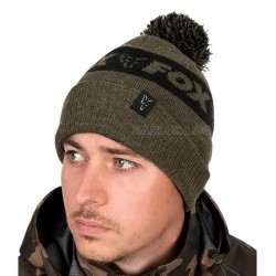 Ζεστό χειμερινό σκουφί με φούντα Fox Collection Bobble Hat - Πράσινο/Μαύρο