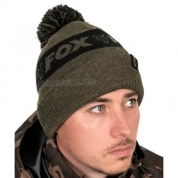 Ζεστό χειμερινό σκουφί με φούντα Fox Collection Bobble Hat - Πράσινο/Μαύρο
