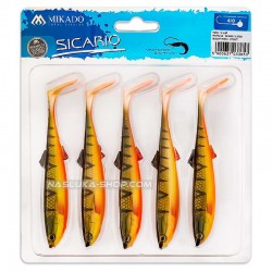 Σετ 5 τμχ Τεχνητά Σιλικόνης Shad Mikado Sicario 8.5εκ - χρώμα Bloody Perch