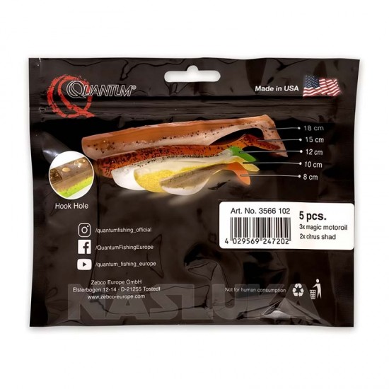 Σετ Τεχνητά Σιλικόνης Quantum Q-Paddler Shad - Allround Mix - 10 εκ - 5 τμχ