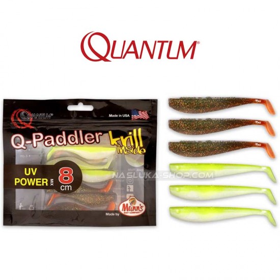Σετ Shads Σιλικόνης Quantum Q-Paddler Shad - Motoroil-Citrus Mix - 8 εκ - 6 τμχ