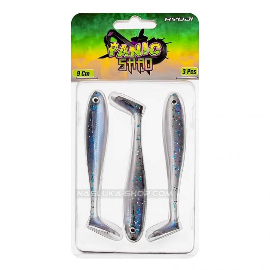 Shads Σιλικόνης Ryuji Panic Shad 9 εκ- 3 τμχ. - χρώμα Blue Glit