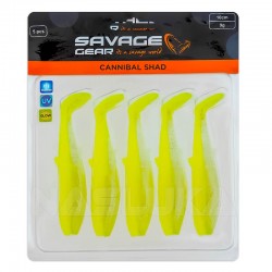 Σετ 5 τμχ Τεχνητά Σιλικόνης Savage Gear Cannibal Shad 10εκ/9γρ - Fluo Yellow Glow