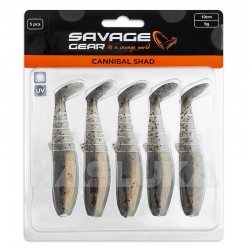 Σετ 5 τμχ Τεχνητά Σιλικόνης Savage Gear Cannibal Shad 10εκ/9γρ - Holo Baitfish