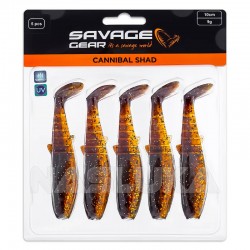 Σετ 5 τμχ Τεχνητά Σιλικόνης Savage Gear Cannibal Shad 10εκ/9γρ - Motoroil UV