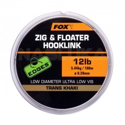 Πετονιά zig - rig Fox Zig & Floater Hooklink - Trans Khaki - 100μ