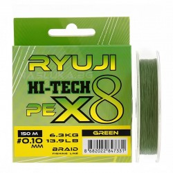 8κλωνο Νήμα Ryuji Hi-Tech Pe x8 Braid - Green - 150μ
