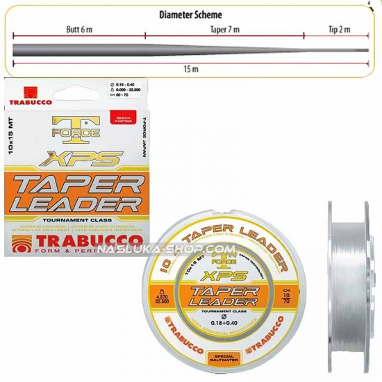 Shock Leader Surf Casting Trabucco XPS Taper Leader - 10 х 15μ