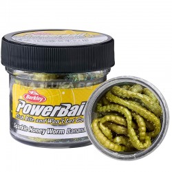 Προνύμφες σιλικόνης Berkley Powerbait Sparkle Honey Worm - Banana Boost - Yellow/Scales